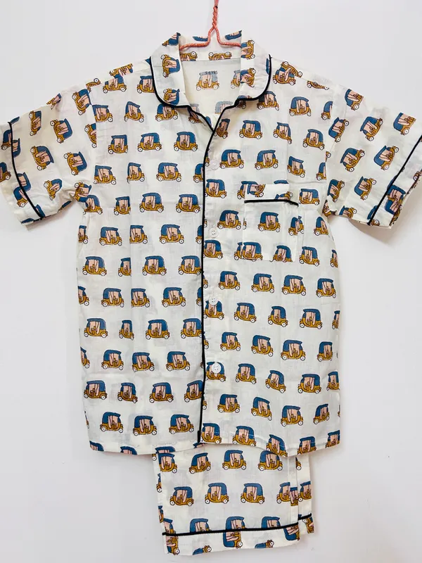 White_Printed_Cotton_Pyjama_Set_for_Boys_&_Girls