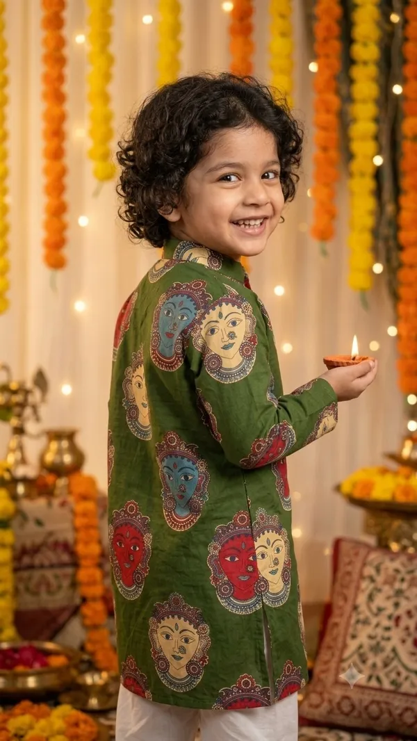Green_Maa_Durga_Printed_Regular_Fit_Kurta_For_Boys