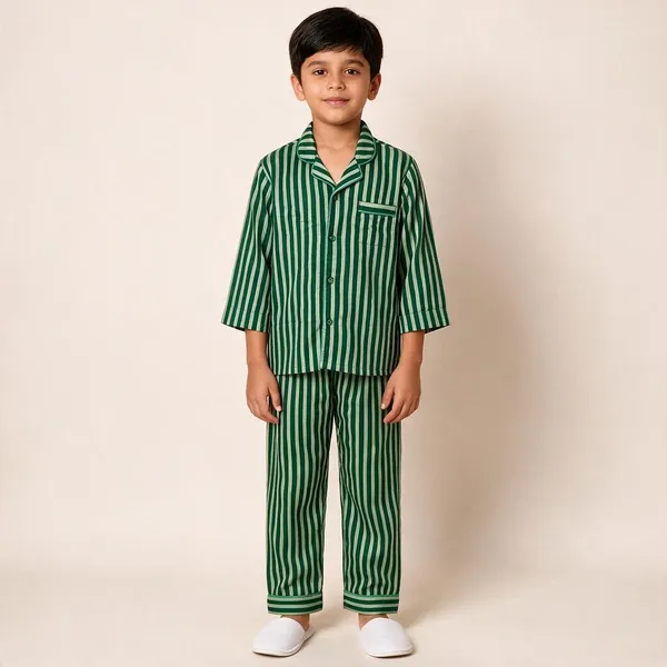 Green_Striped_Cotton_Relaxed_Pyjama_Set_For_Boys_&_Girls