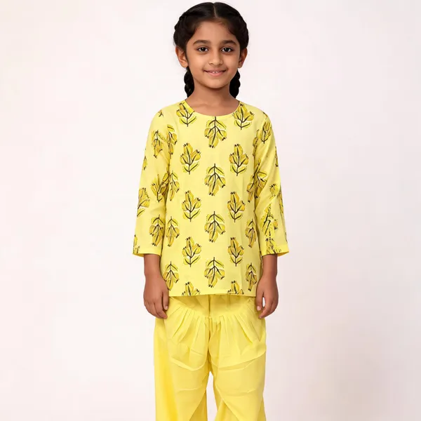 Yellow_Printed_Cotton_Straight_Kurta_Cord_Set_For_Women_&_Girls