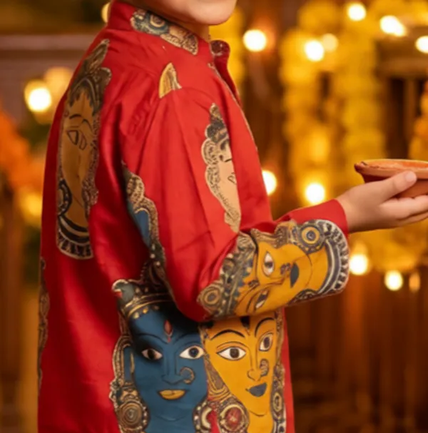 Red_Printed_Cotton_Straight_Kurta_Pyjama_Set_For_Boys