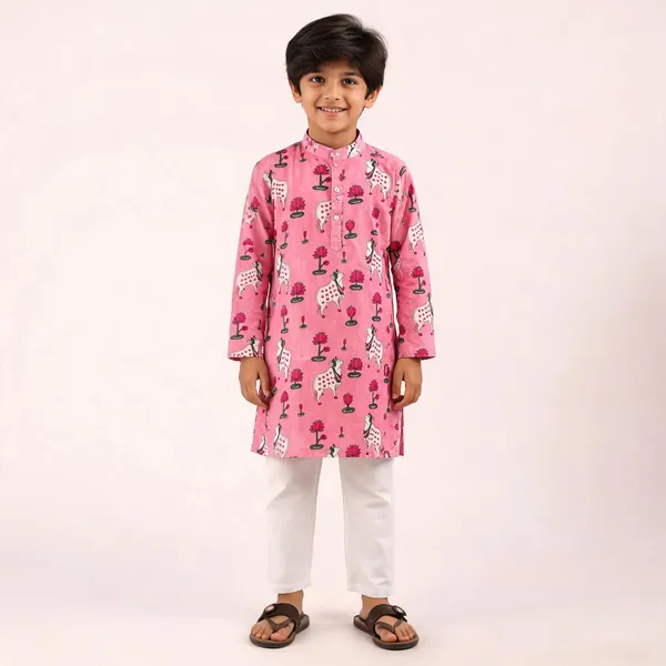 Pink_Printed_Cotton_Straight_Kurta_Pyjama_Set_For_Boys