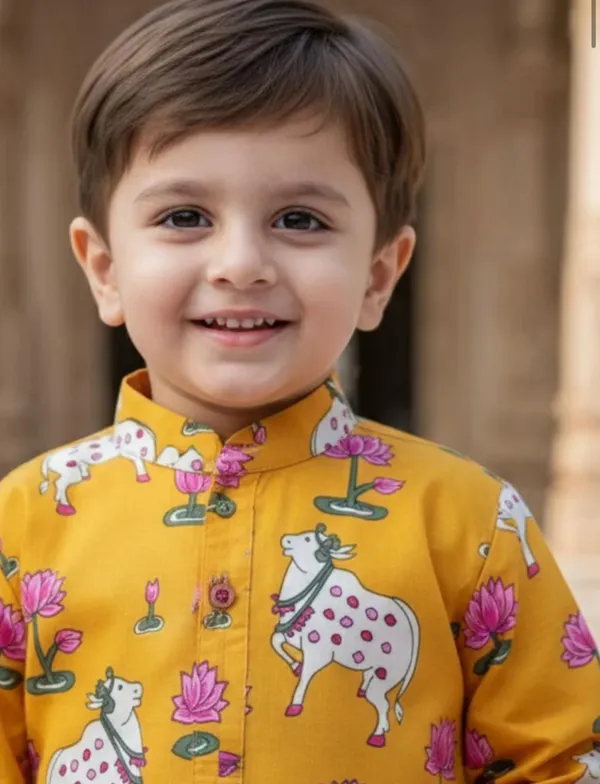 Yellow_Printed_Straight_Kurta_for_Boys