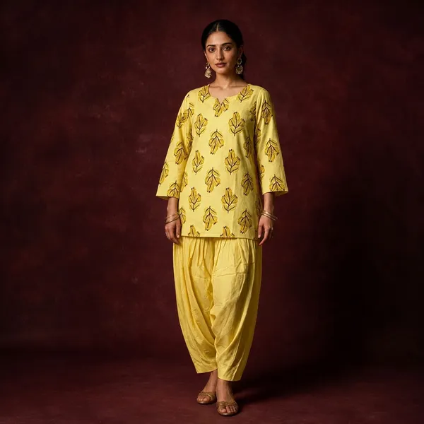 Yellow_Printed_Cotton_Straight_Kurta_Cord_Set_For_Women_&_Girls