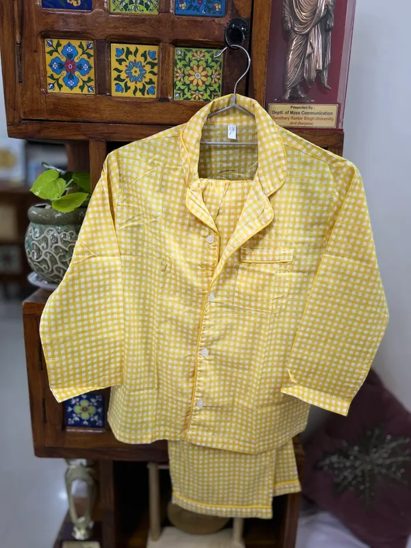 Yellow_Printed_Cotton_Pyjama_Set_for_Boys_&_Girls
