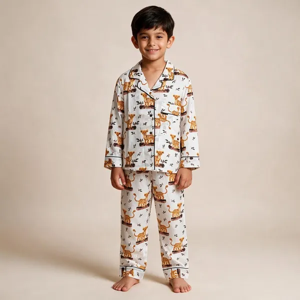 White_Leopard_Printed_Cotton_Relaxed_Night_Suit_For_Boys_&_Girls