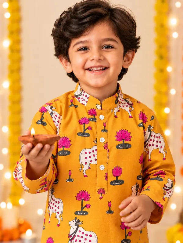 Yellow_Printed_Straight_Kurta_for_Boys