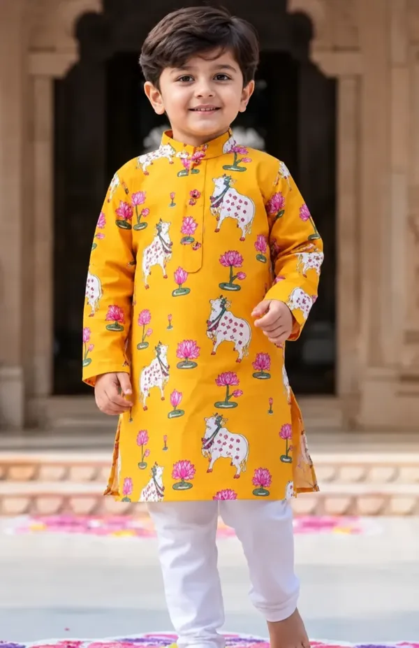 Yellow_Printed_Straight_Kurta_for_Boys