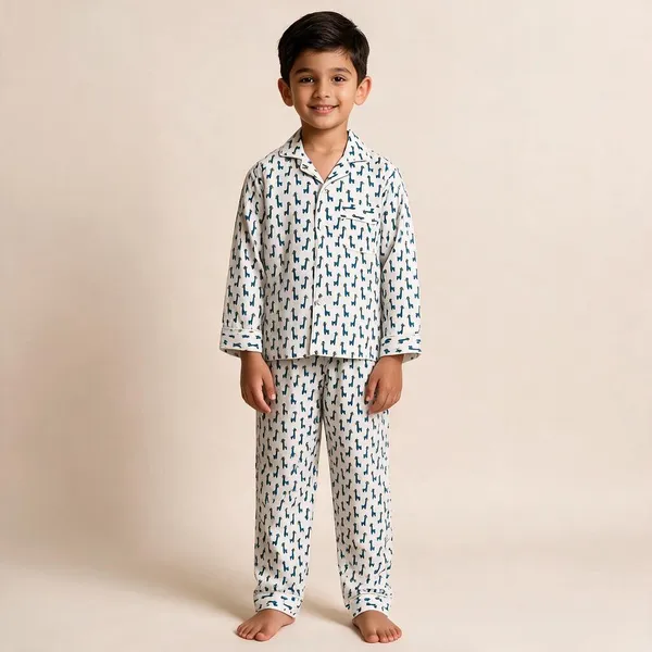 White_Dog_Printed_Cotton_Relaxed_Pyjama_Set_For_Boys_&_Girls