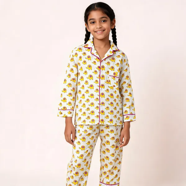 White_Elephant_Printed_Cotton_Relaxed_Pyjama_Set_For_Boys_&_Girls