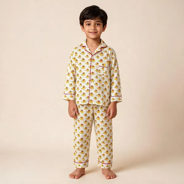 White_Elephant_Printed_Cotton_Relaxed_Pyjama_Set_For_Boys_&_Girls