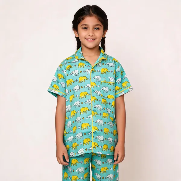 Blue_Elephant_Print_Cotton_Pyjama_Set_For_Boys_&_Girls