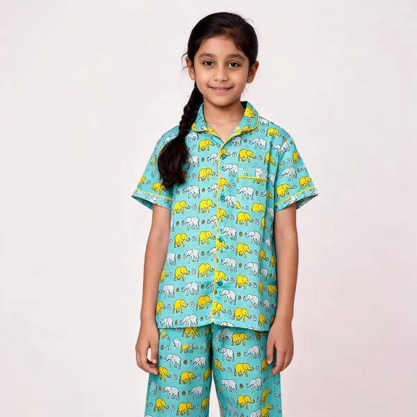 Blue_Elephant_Print_Cotton_Pyjama_Set_For_Boys_&_Girls
