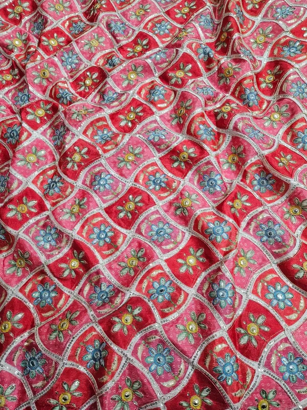 Red_Zari_Sequins_Embroidered_Work_With_Position_Print_On_Chinon_Fabric