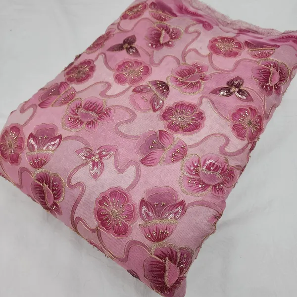 Pink_Floral_Beads_Embroidery_With_Position_Print_On_Zari_Shimmer
