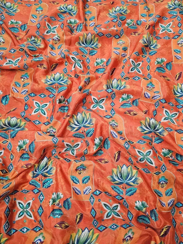 Orange_Position_Print_With_Embroidery_On_Chinon_Fabric