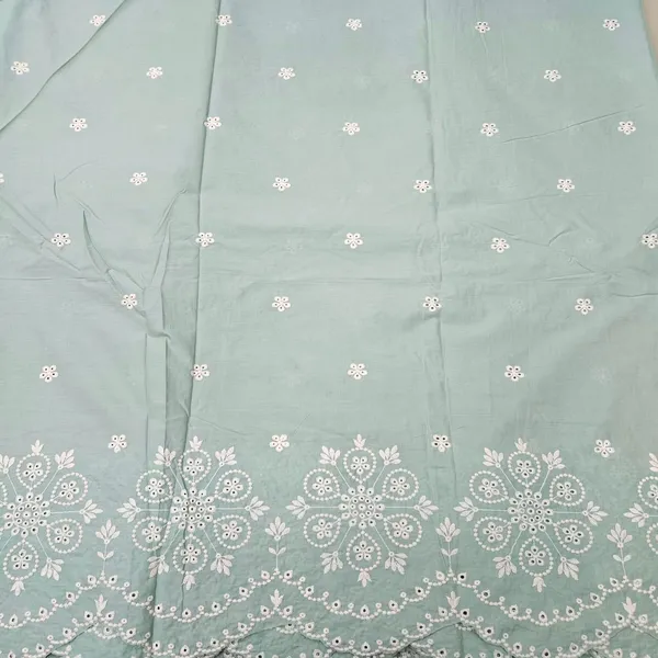 Green_Daman_White_Thread_Embroidery_On_Cambric_Cotton_Fabric