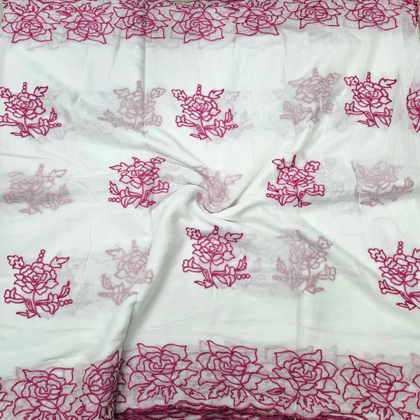 Pink_Floral_2_Side_Border_Pure_Mul_Cotton_Dupatta