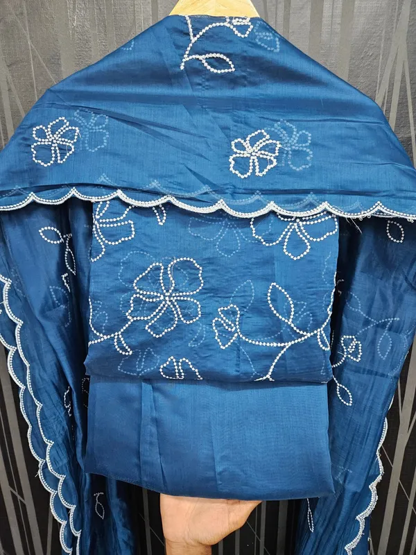 Blue_3pc_Embroidered_On_Mul_Chanderi_Fabric