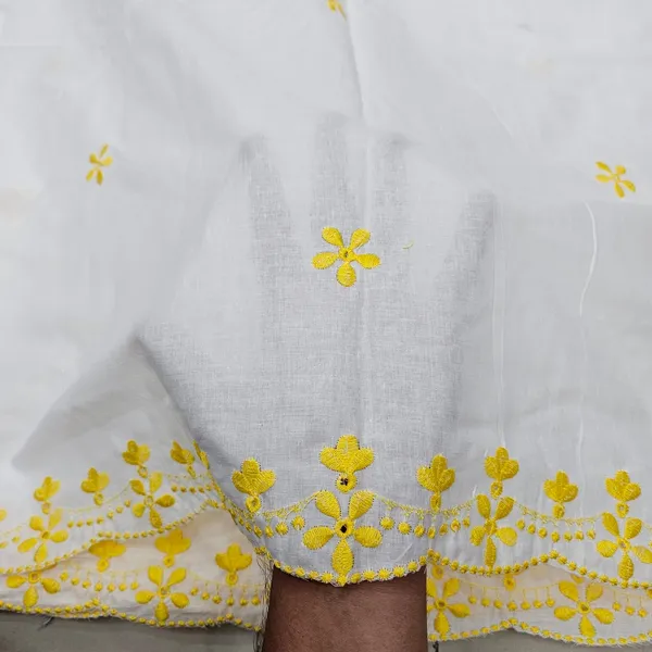 Yellow_Floral_2_Side_Border_Pure_Mul_Cotton_Dupatta