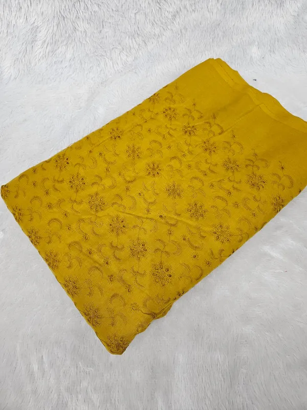 Mustard_Yellow_Floral_Plain_Hakoba_Fabric