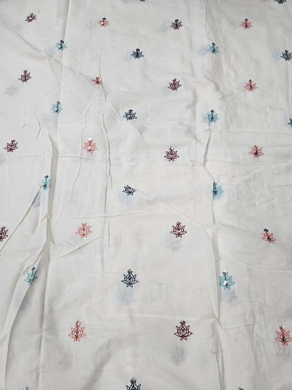 Multi_Thread_Beads_Butti_Embroidery_On_Dyeable_Kora_Cotton