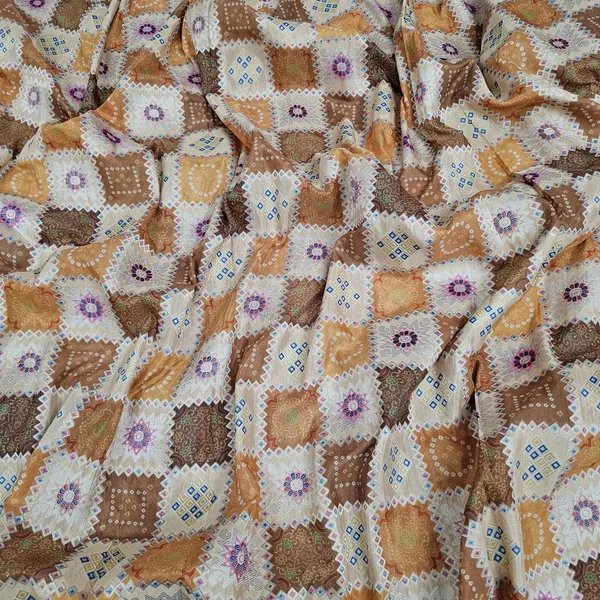 Yellow_Bandhani_Jaquard_Position_Print_On_Dola_Silk_Fabric