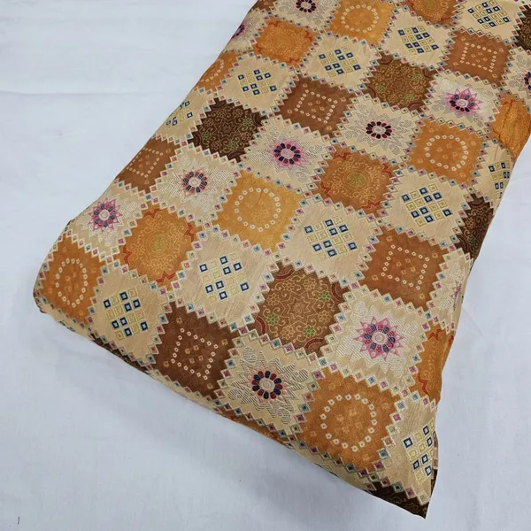 Yellow_Bandhani_Jaquard_Position_Print_On_Dola_Silk_Fabric