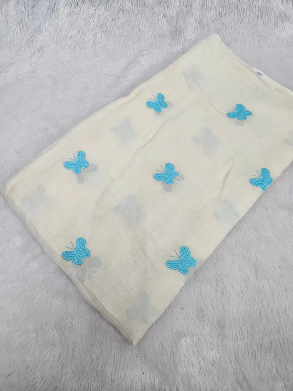 Sky_Blue_Butterfly_Threadwork_Embroidery_On_Dyeable_Kora_Mul_Cotton_Fabric