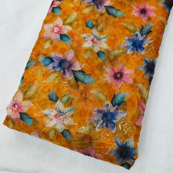 Yellow_Floral_Position_Print_With_Embroidery_On_Organza_Fabric