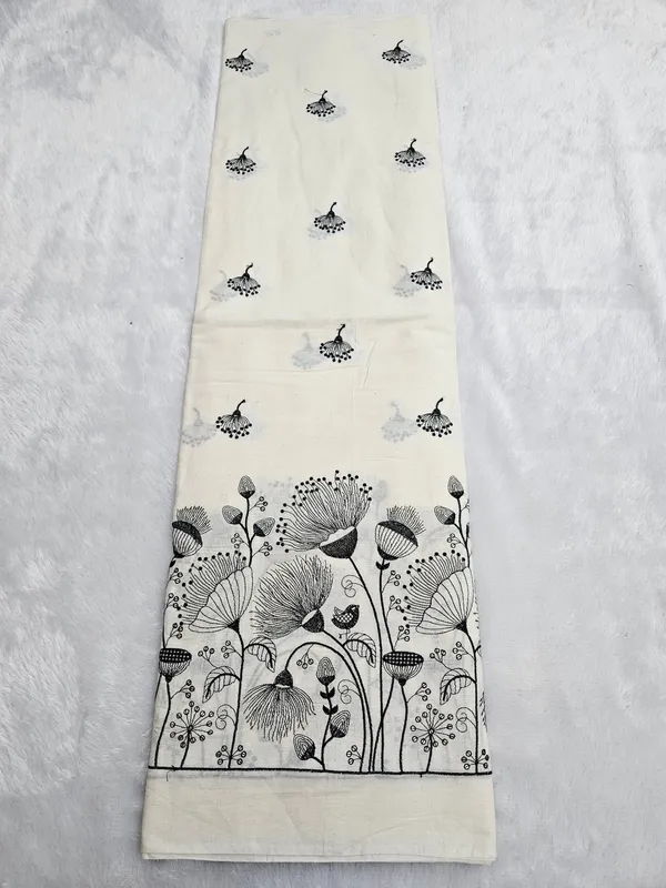 Floral_Black_Thread_Embroidery_On_Kora_Mul_Cotton_Fabric