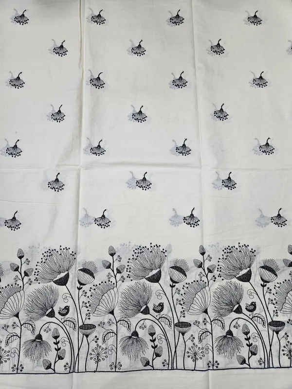 Floral_Black_Thread_Embroidery_On_Kora_Mul_Cotton_Fabric
