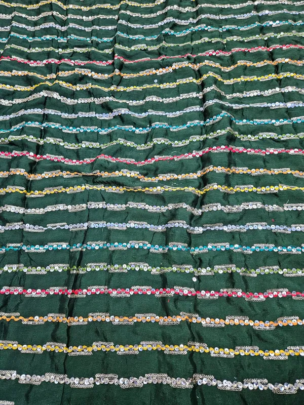 Dark_Green_Line_Sequins_Embroidery_On_Chinon_Fabric