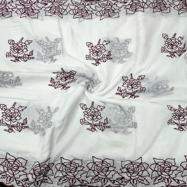 Wine_Floral_2_Side_Border_Pure_Mul_Cotton_Dupatta