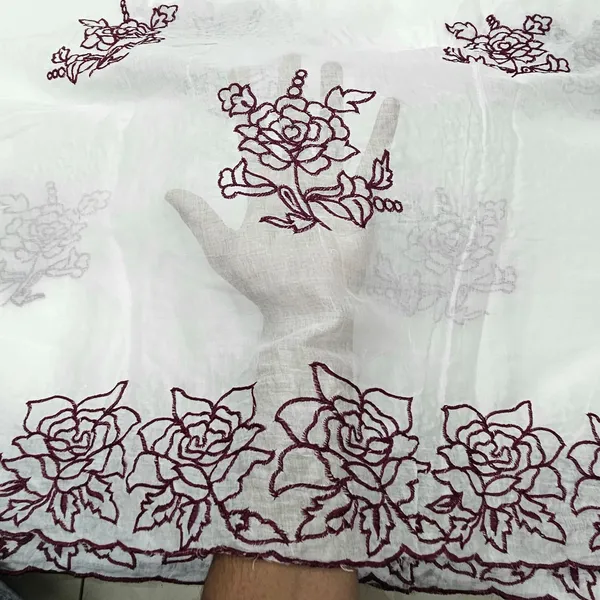 Wine_Floral_2_Side_Border_Pure_Mul_Cotton_Dupatta