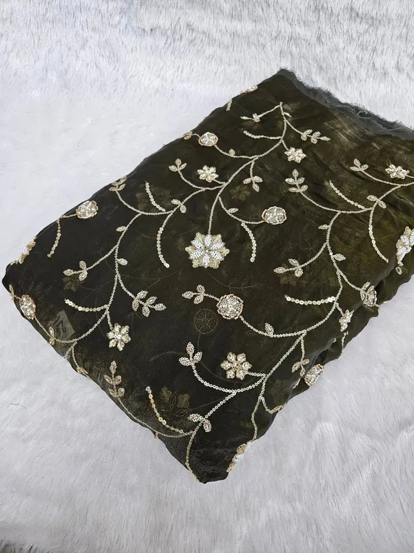 Mehndi_Green_Allover_Beads_Embroidery_On_Space_Silk_Fendy