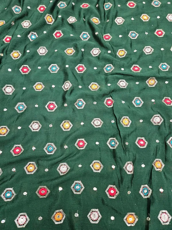 Dark_Green_Butti_Embroidery_On_Chinon_Fabric