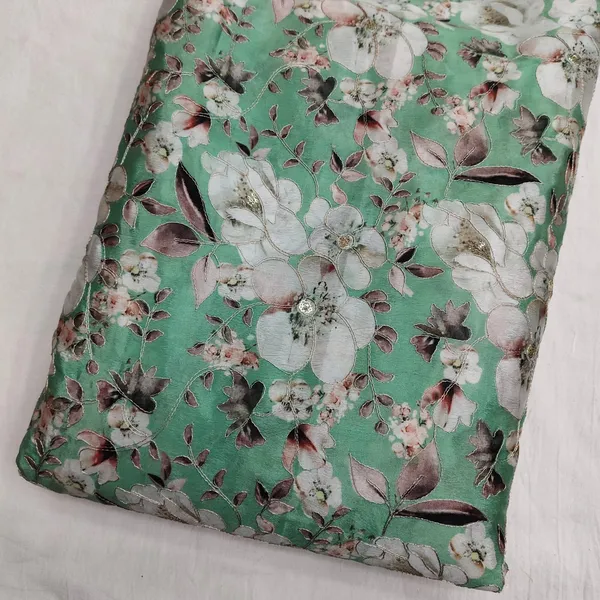 Sea_Green_Floral_Position_Print_With_Embroidery_On_Chinon_Fabric