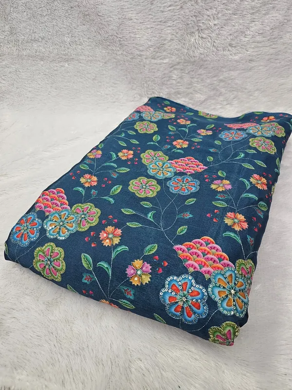 Blue_Floral_Position_Print_With_Embroidery_On_Chinon_Fabric