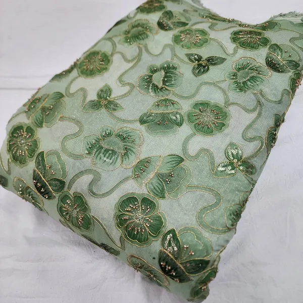 Green_Floral_Beads_Embroidery_With_Position_Print_On_Zari_Shimmer