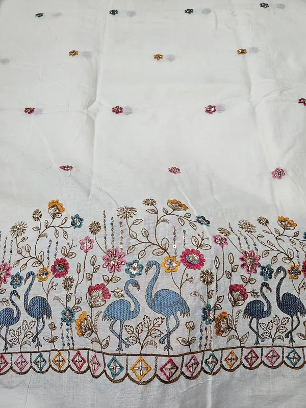 Swan_Multi_Thread_Beads_Embroidery_On_Kora_Mul_Cotton