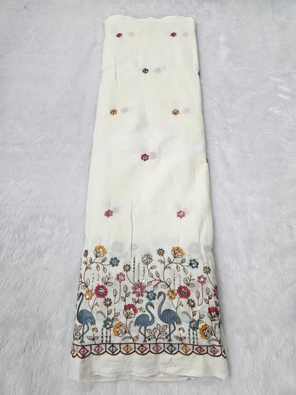 Swan_Multi_Thread_Beads_Embroidery_On_Kora_Mul_Cotton
