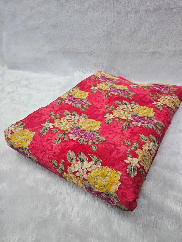 Red_Floral_Position_Print_With_Embroidery_On_Chinon_Fabric