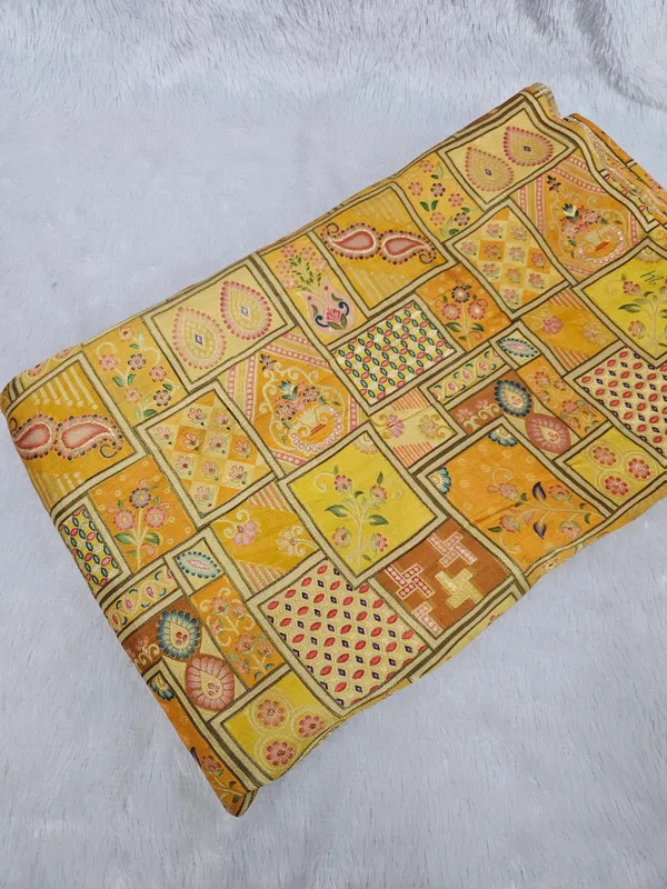 Yellow_Jaquard_Position_Print_On_Dola_Silk_Fabric