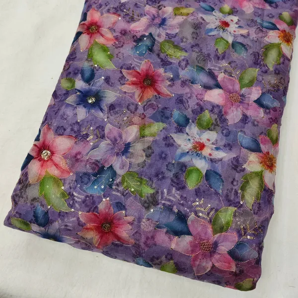 Lavender_Floral_Position_Print_With_Embroidery_On_Organza_Fabric