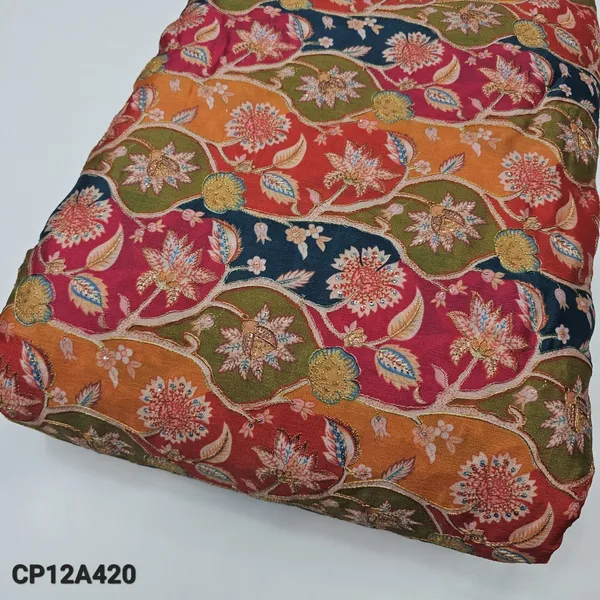 Red_Zari_Embroidery_With_Position_Print_On_Chinon_Fabric