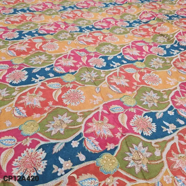 Red_Zari_Embroidery_With_Position_Print_On_Chinon_Fabric