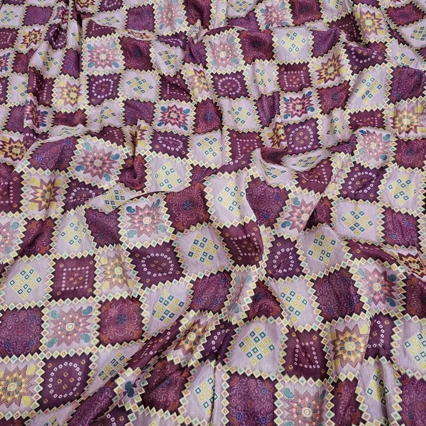 Wine_Bandhani_Jaquard_Position_Print_On_Dola_Silk_Fabric