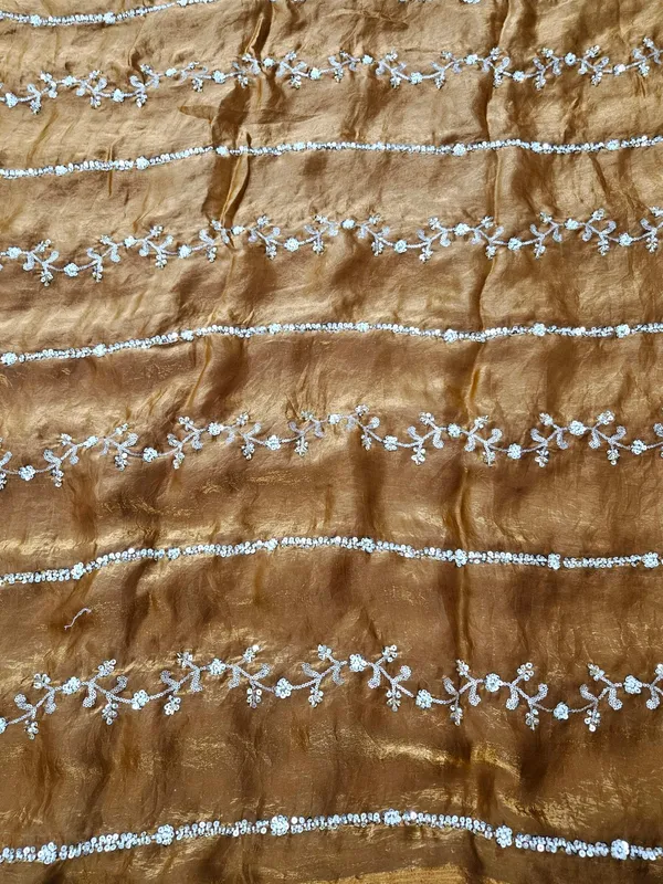 Rust_Beads_Embroidery_On_Space_Silk_Fendy_Fabric