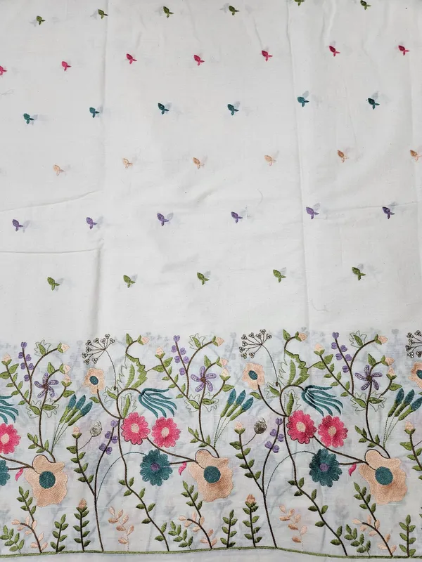Floral_Multi_Thread_Embroidery_On_Kora_Mul_Cotton_Fabric
